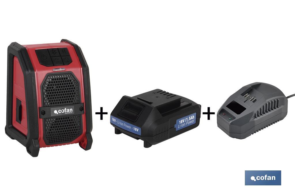 Pack Altavoz Bluetooth + Batería 1.5Ah + Cargador