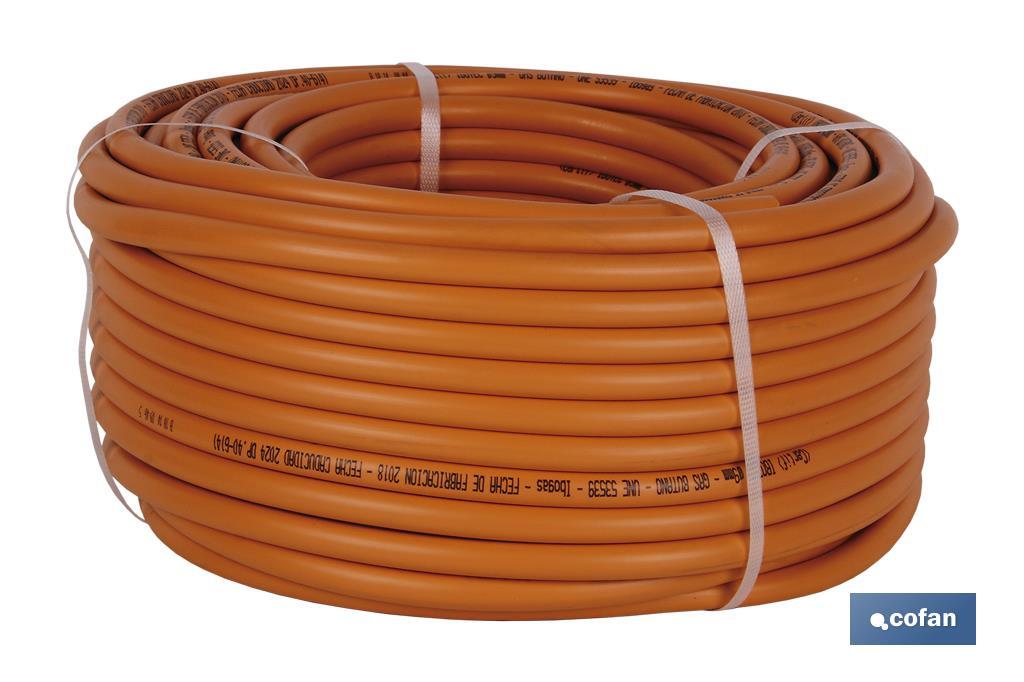 Rollo de Tubo de Gas Butano Flexible | Disponible en color naranja | Medida 8 mm x 60 m